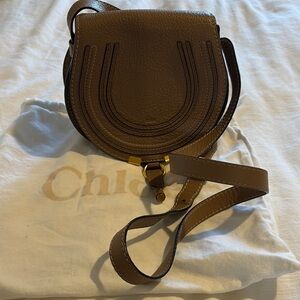 Chloe Brown Leather Crossbody Bag with Horseshoe Flap